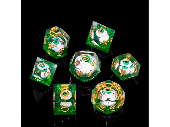 FugaCity DND-Blood Eyes & GREEN, Dice Set Hand