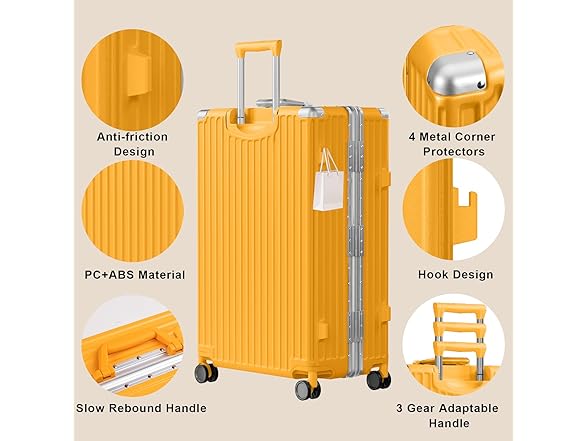 AnyZip Luggage Sets 2 Piece Aluminum Frame Carry On and Checked Suitcase PC ABS Hard Shell TSA Lock No Zipper(Orange, 20/28) (Open Box)