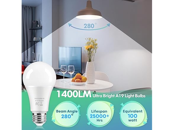 TOBUSA 24-Pack A19 LED Light Bulbs 5000K