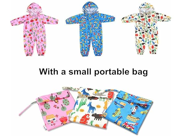 JiAmy (S) Baby One Piece Rain Suit Hood Coverall