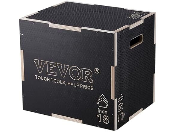 3 in 1 Plyometric Jump Box, 20/18/16 Inch Wooden