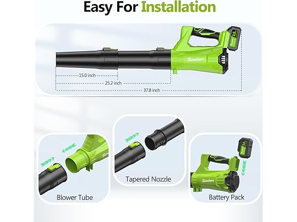 Electric Leaf Blower Cordless with 2 3.0Ah Battery and Charger