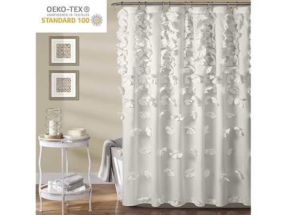 Lush Decor Riley Shower Curtain, 72" W x 72" L, White