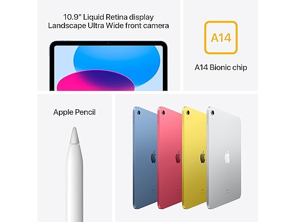 Apple 2022 iPad 10.9-inch, Wi-Fi, 64GB - Yellow (Renewed) (Open Box)