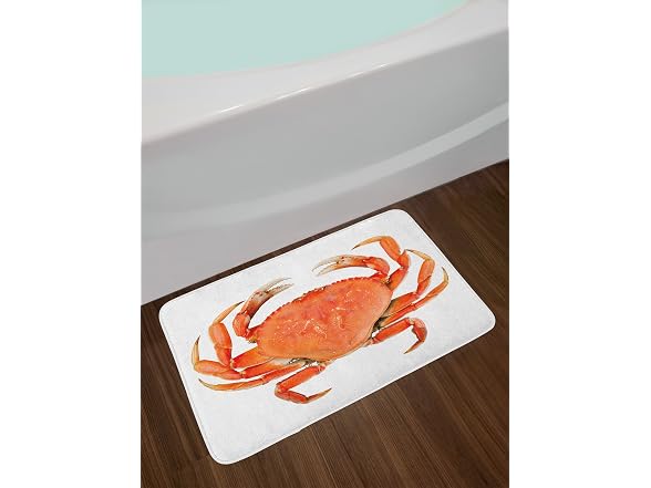 Ambesonne Crabs Bath Mat, Sea Animals Theme