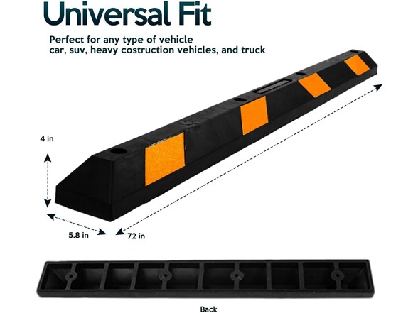 Zone Tech Large Heavy Duty Rubber Parking Curb 4Pk