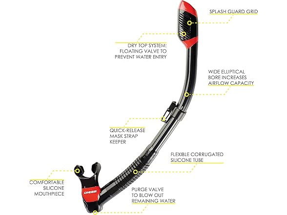 Cressi Adult Diving Dry Snorkel Splash Guard
