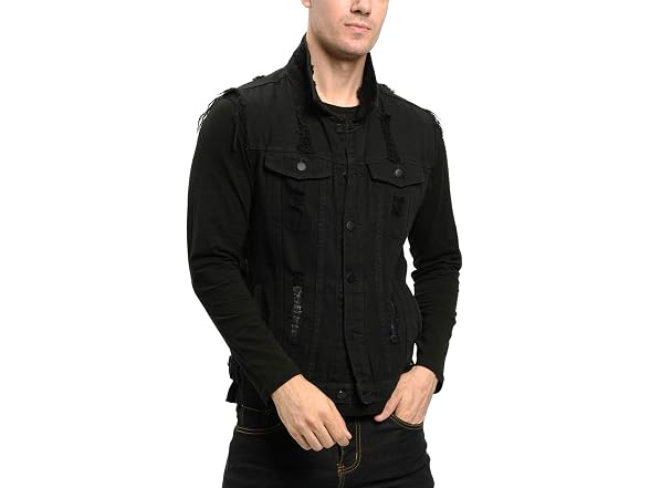 Invachi Men (L) Slim Retro Ripped Vest Vest Jacket