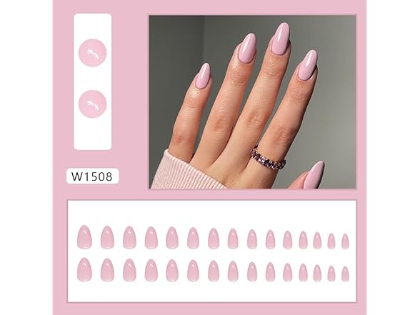 Almond Press On Nails Short (Pink, 30 Pcs)