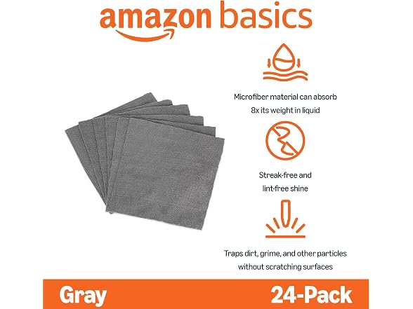 Amazon Basics Microfiber Cloths 24-Pack