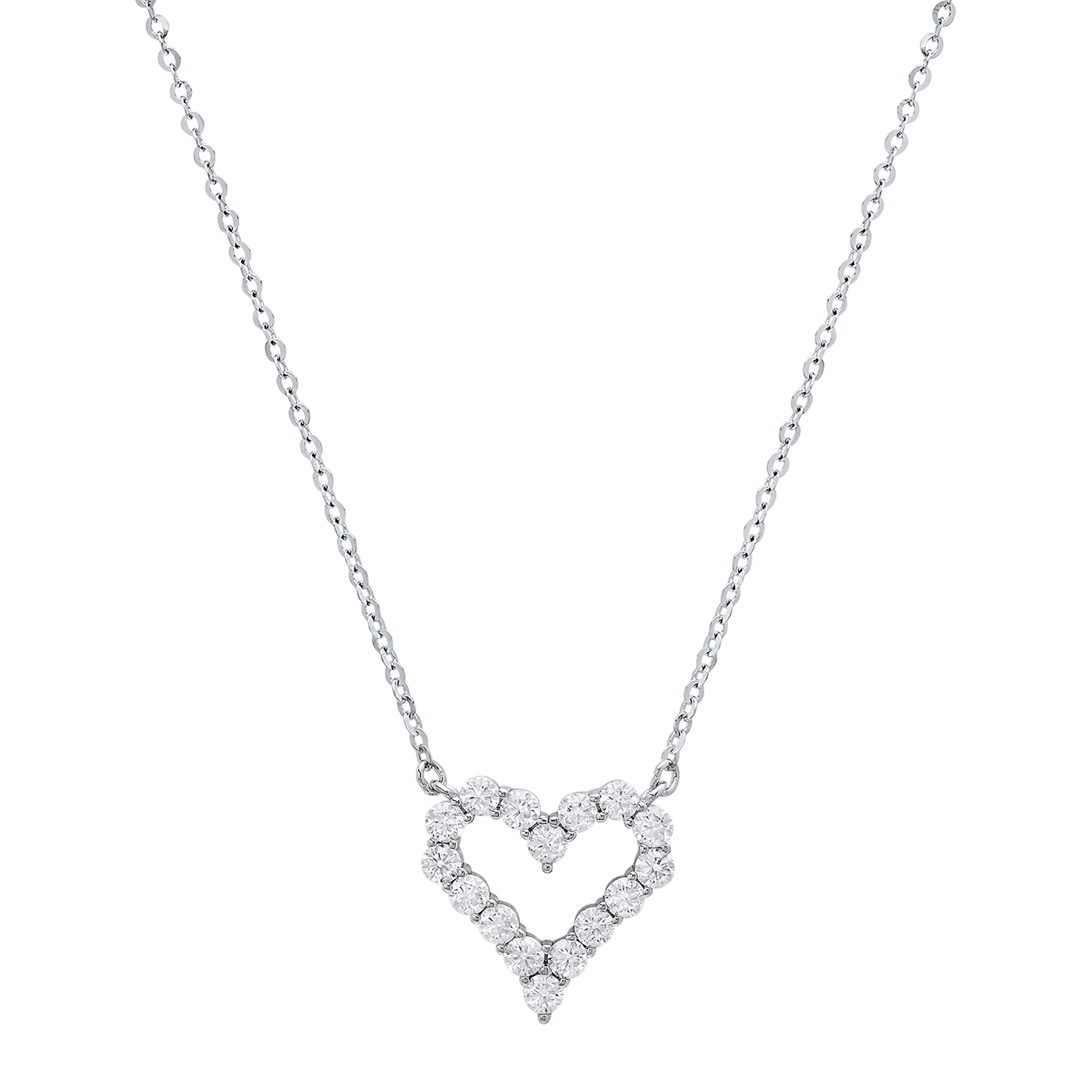 Moissanite Diamond Open Heart Necklace - Gallery 4