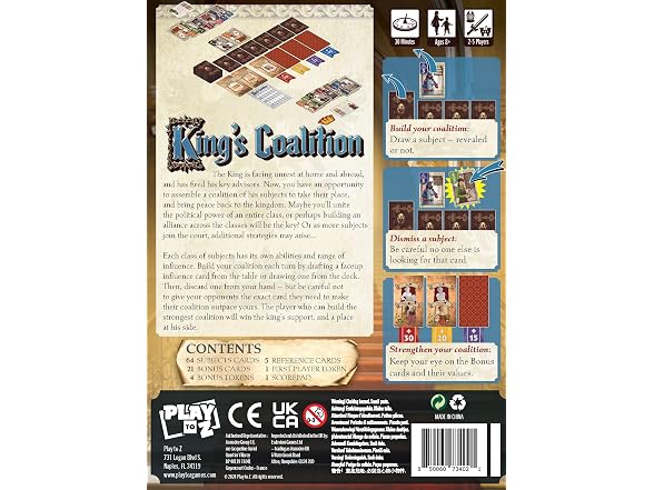 Play to Z King's Coalition Medieval Strategy Board Game