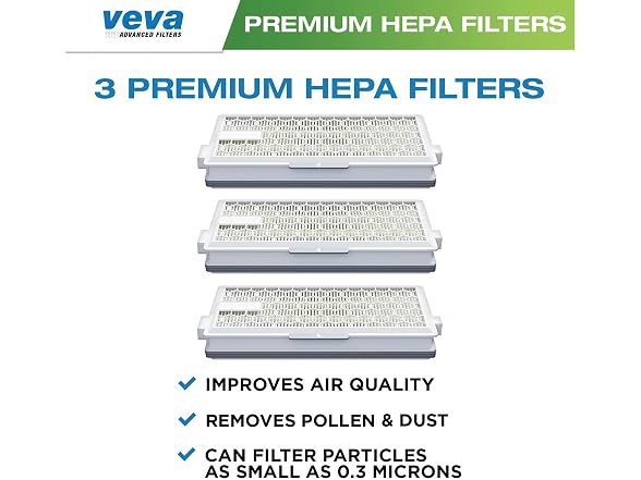 VEVA 3 Pack Premium Vacuum HEPA Filter