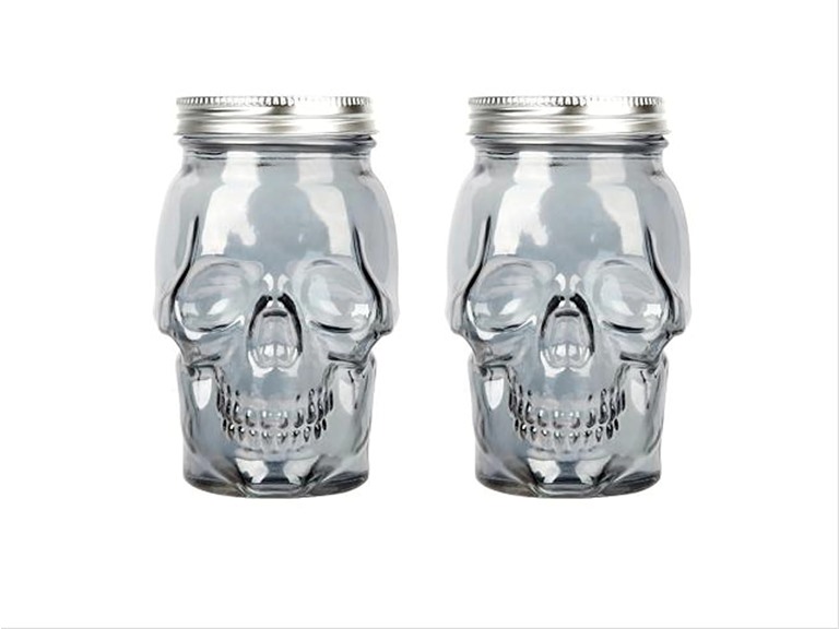 DURA LIVING DL-DLG18913/RX3 16 oz Skull Mason Jar Glass Co