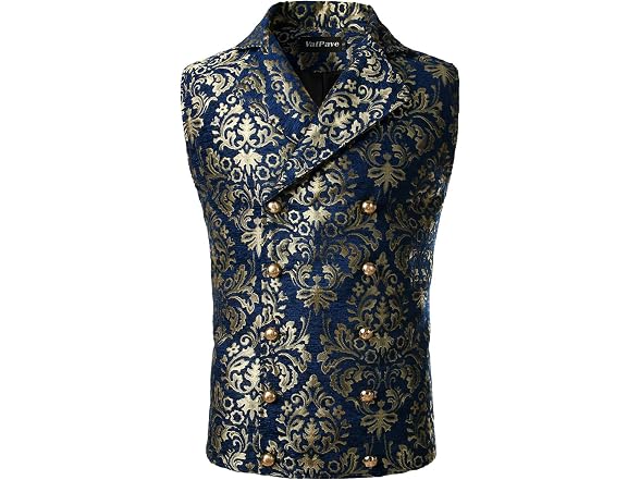 Vatpave Men (XXL) Victorian Gothic Vest Sv16-navy