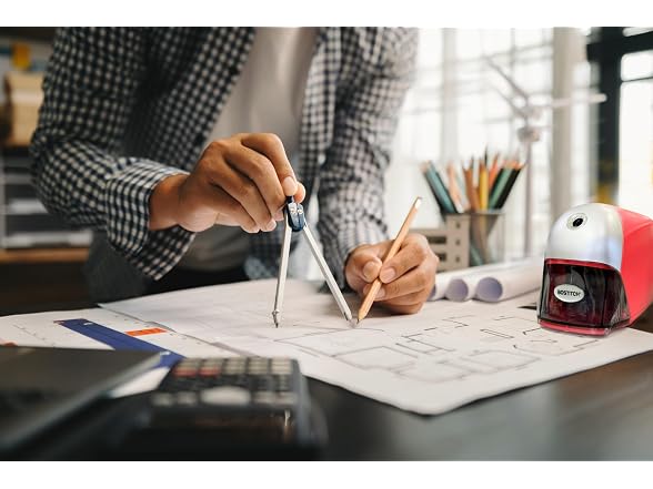 Bostitch QuietSharp Pencil Sharpener Red