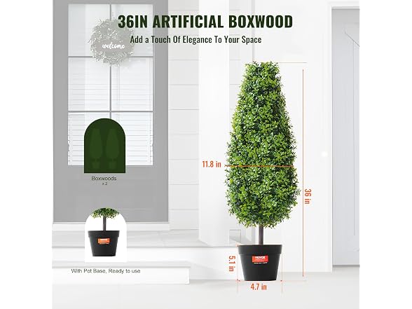 VEVOR Artificial Boxwood Topiary Tree - 36"