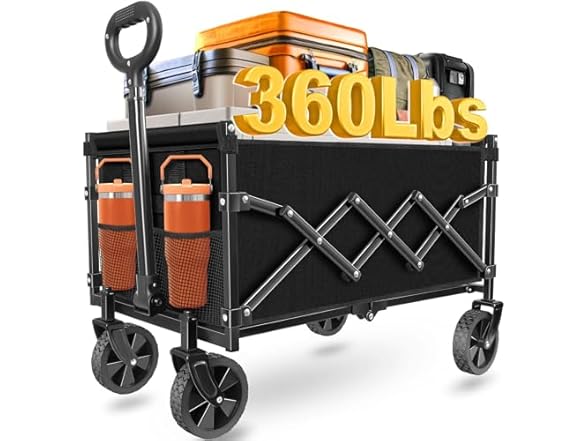 LIAPOTT Wagon Cart Foldable w/ Wheels 360 lb. Capacity