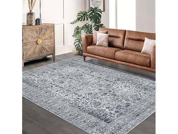 GarveeHome Washable Rug 5x7 Boho Grey