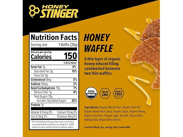 16PK Honey Stinger Organic Honey Waffle