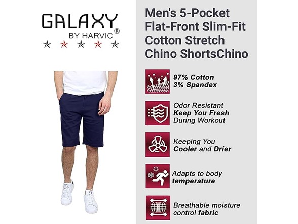 2Pk Asst Mens Stretch Chino Shorts