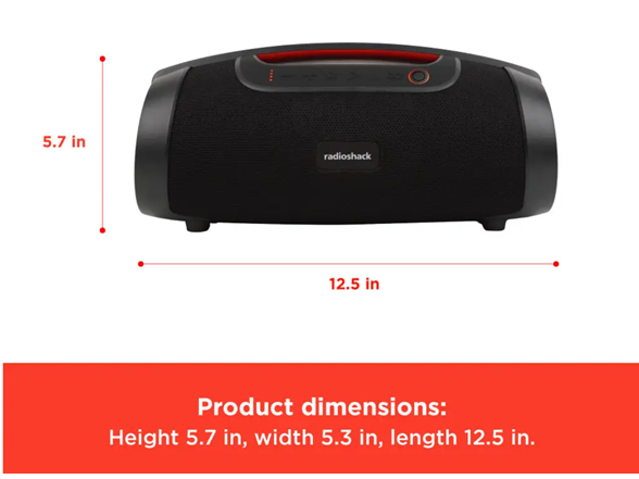 RadioShack 80W Bluetooth Boombox Speaker – IPX5 Waterproof, RGB Lights