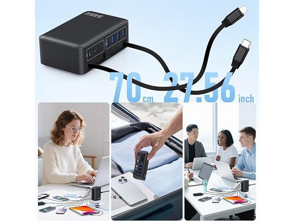 345W USB C 10 in 1 Retractable Wall Charger