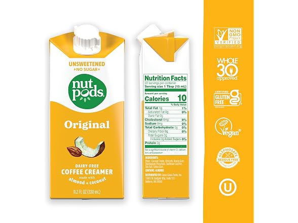 nutpods Dairy-Free Creamer Unsweetened, 11.2 oz.
