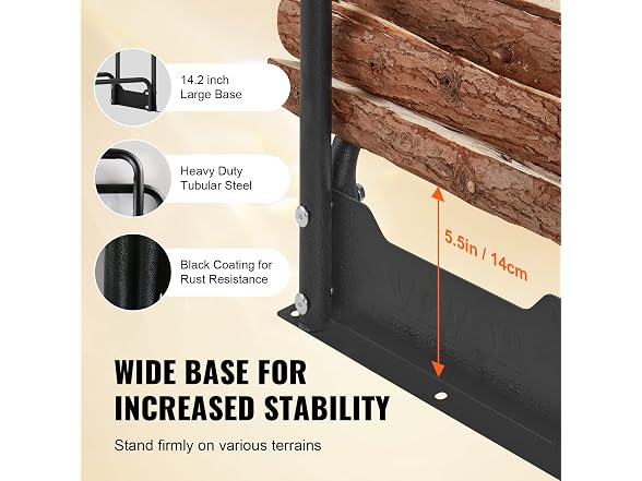 VEVOR Firewood Rack with Waterproof Cover