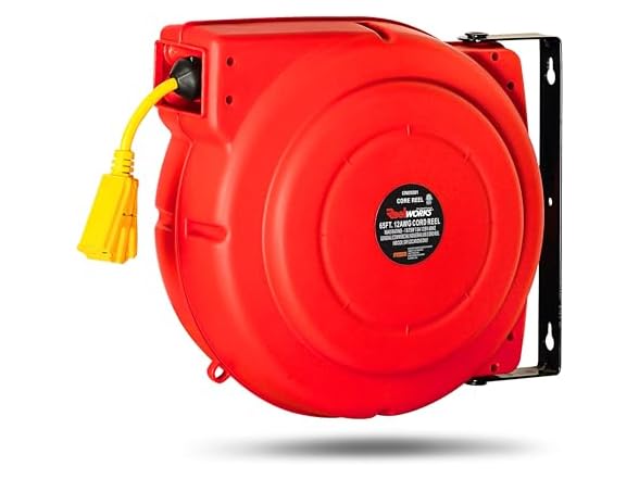 ReelWorks Extension Cord Reel Retractable 12AWG x 65'