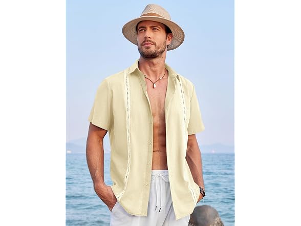 Ryannology Men (L) Guayabera Shirts Linen Shirt