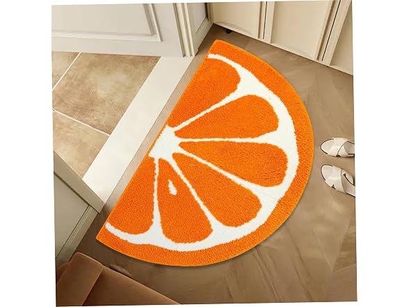 Cute Bath Mat, 31" x 20" Fruit Orange Half Ci