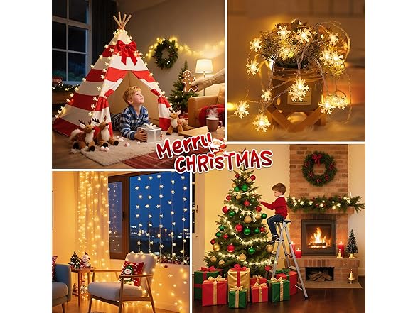 Christmas Lights, 20FT 40 LED Snowflake Fairy Lights