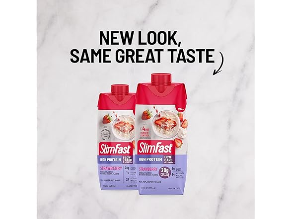 12CT SlimFast Protein Shake, Strawberry- 20g Protein