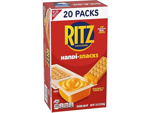 20PK Handi-Snacks RITZ Crackers 'N Cheesy Dip Snacks