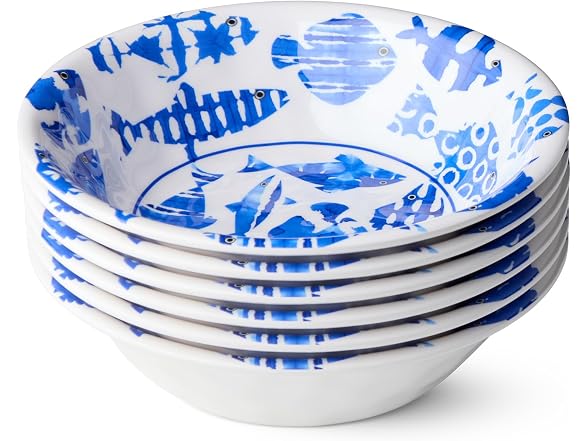 Fish Tale 7.5 Inch MELAMINE ALL PURPOSE BOWLS, SETof 6