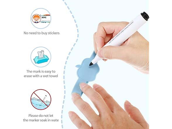 16Pc Baby Bottle Label Bands With Marker