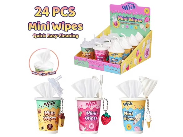 24pk Travel Size Mini Hand Wipes