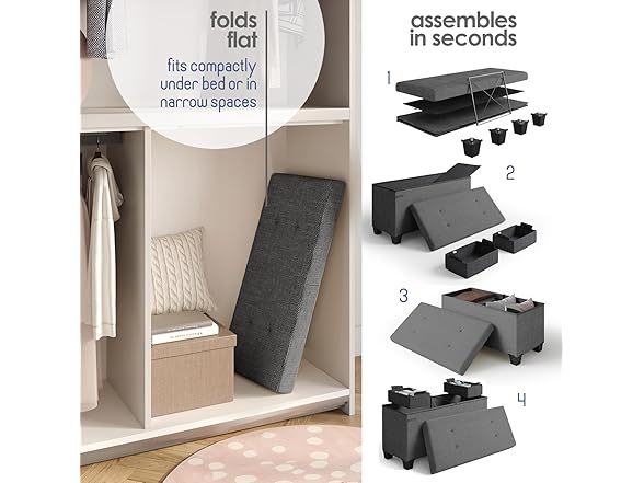 StorageBud 30" Ottoman Bench with Bins