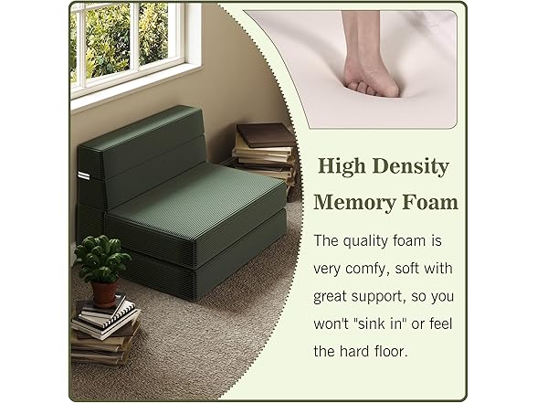 CATMIX Folding Sofa Bed, Foldable Memory Foam Couch Floor Ma (Open Box)