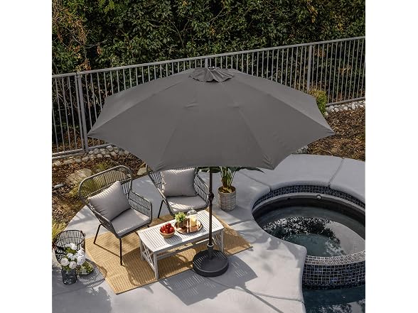 Sunline 9 ft Patio Umbrella with Crank & Pus Taupe