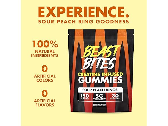 Beast Bites Creatine Gummies, 30srv