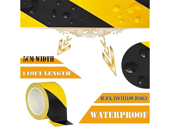 Emopeak Black Yellow Hazard Tape
