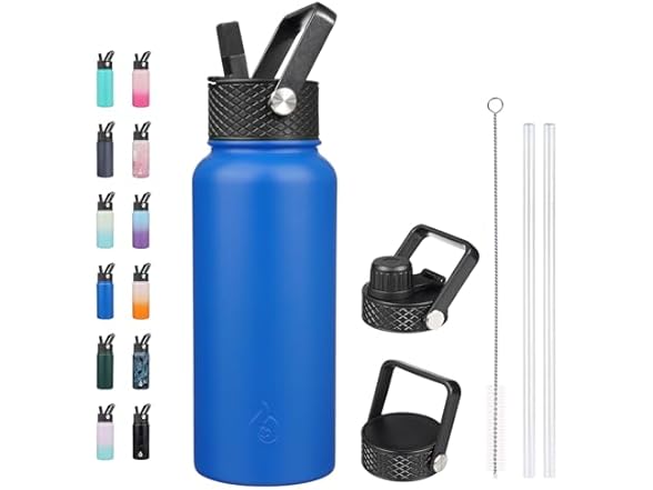 BJPKPK 32oz Insulated Water Bottle with Straw Lid
