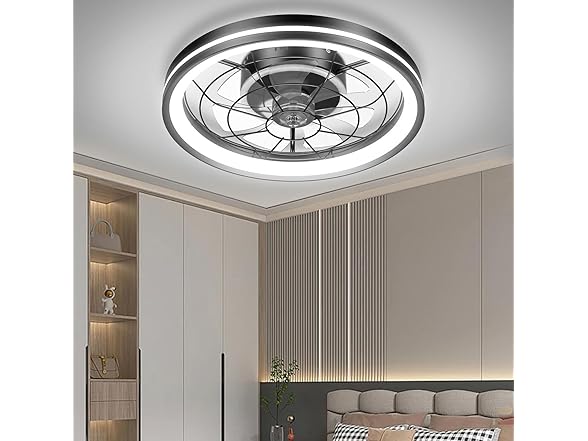 Modern Flush Mount Ceiling Fan with 6 Wind Speeds