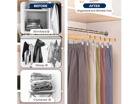 SereneLife Skirt and Pant Hanger Natural, 20 Pack