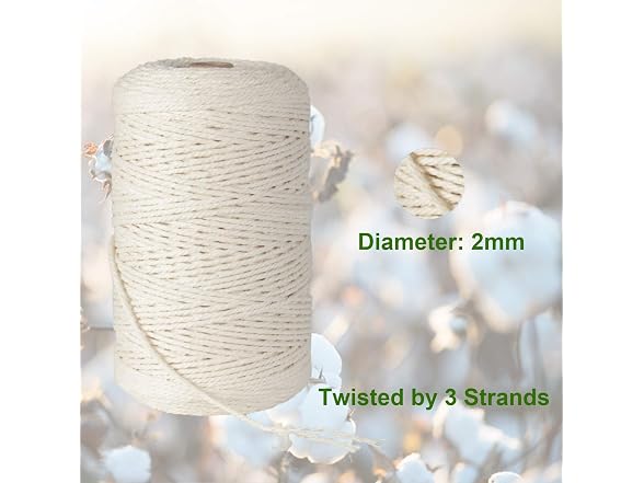 Macrame Cord, ZOUTOG 2mm x 328 yd Beige Yellow