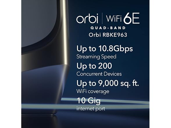 Netgear Orbi 960 Series AXE11000 Quad-Band Mesh Wi-Fi 6E System 3-Pack White (Renewed)
