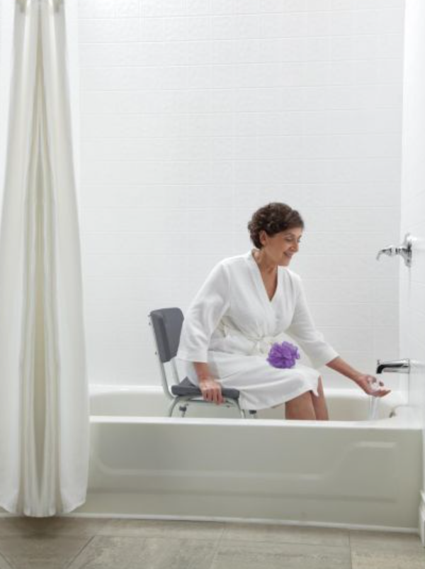 Knockdown Shower Chair with Back, Microban Treated - Gallery 8