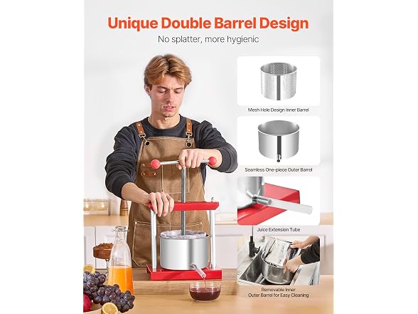 Fruit Wine Press, 0.88 Gallon/3.36L, 2 Stainless